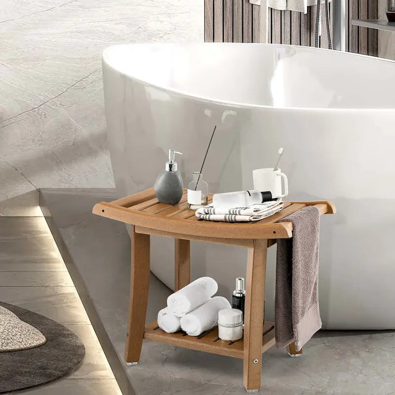 2-tier Shower Bench Waterproof Spa Bath Shower Stool Heavy Duty
