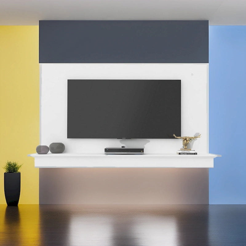 Floating TV Stand for up to 55   TVs - Wall-Mounted Entertainment Center with LED Strip & Shelf