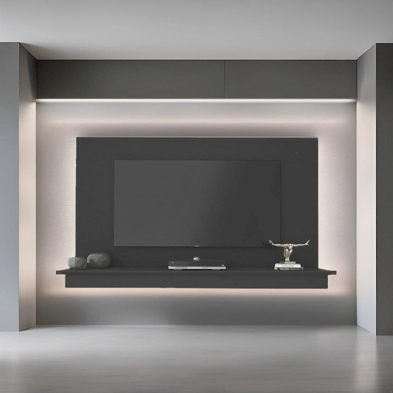 Floating TV Stand for up to 55   TVs - Wall-Mounted Entertainment Center with LED Strip & Shelf