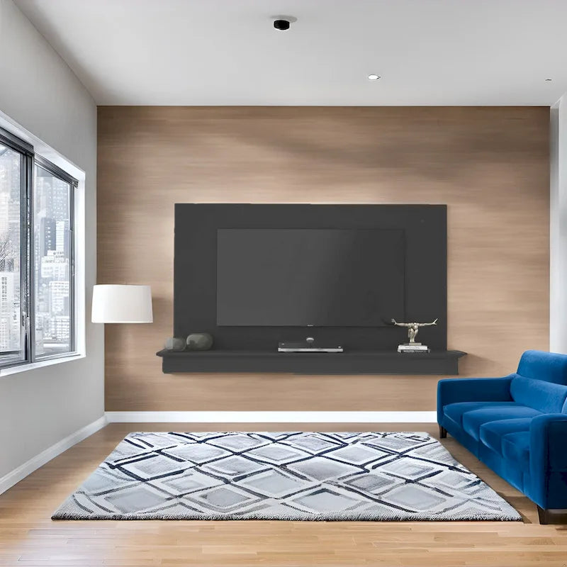 Floating TV Stand for up to 55   TVs - Wall-Mounted Entertainment Center with LED Strip & Shelf