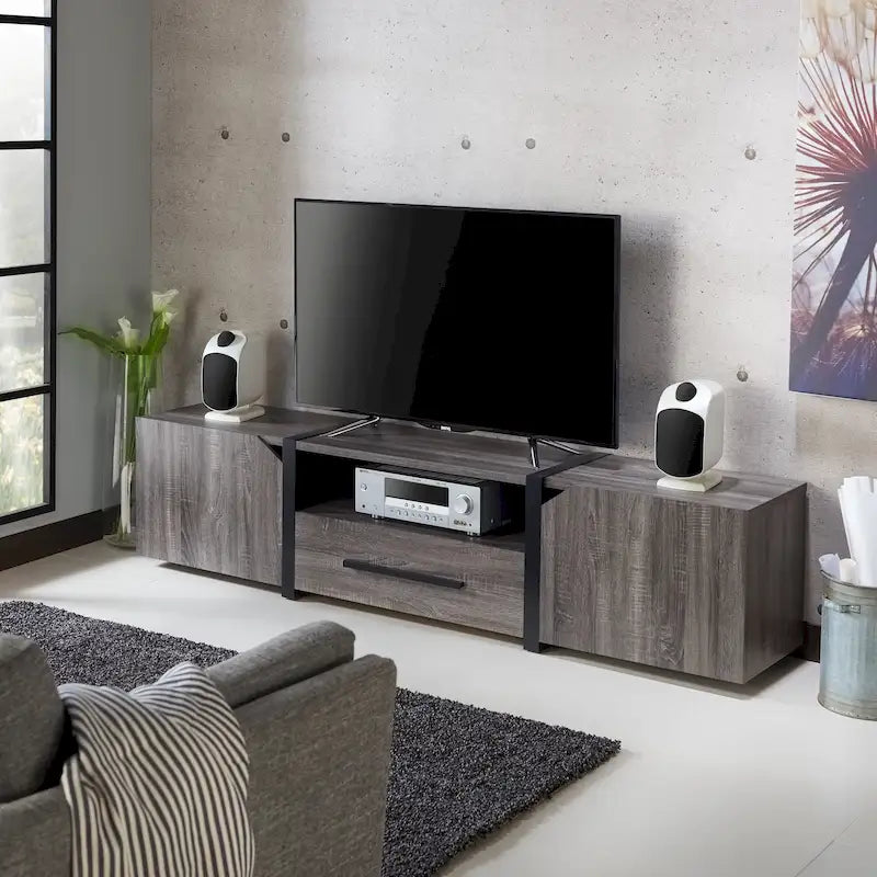 Sawa Rustic 81-inch 5-Shelf Multi-functional Storage TV Console by