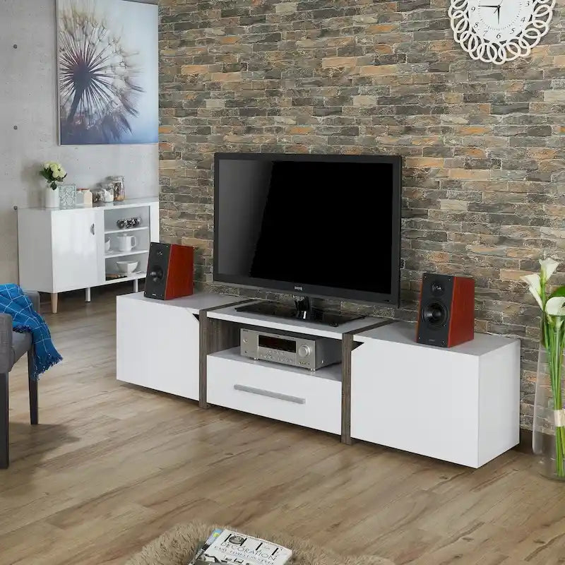 Sawa Rustic 81-inch 5-Shelf Multi-functional Storage TV Console by