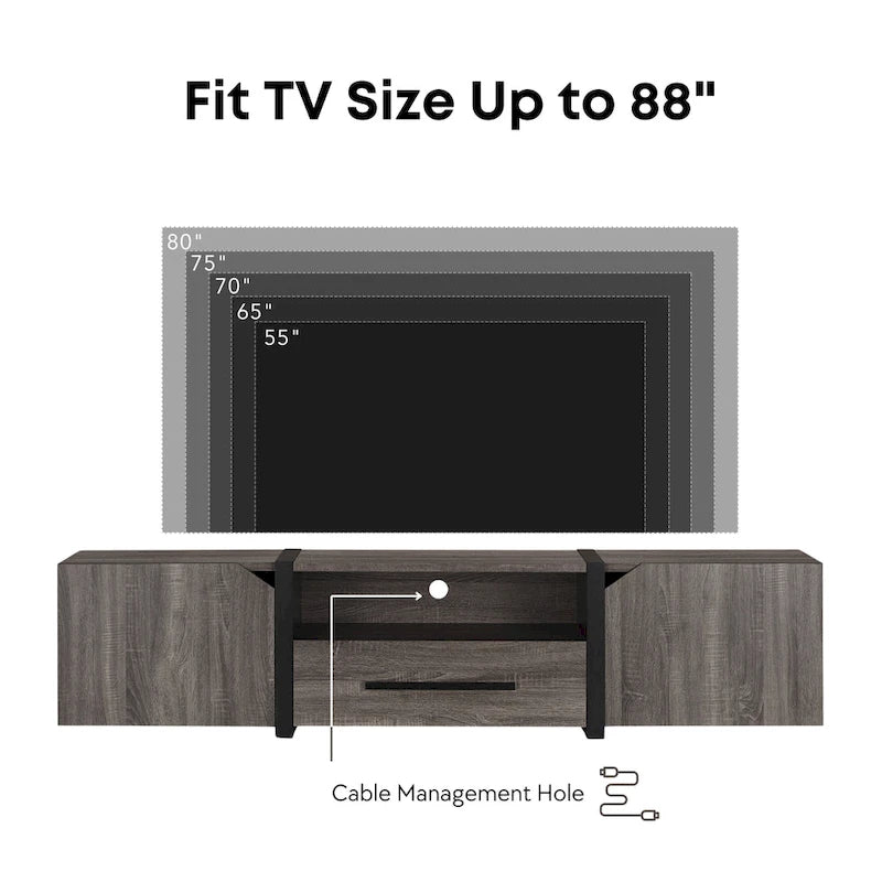 Sawa Rustic 81-inch 5-Shelf Multi-functional Storage TV Console by