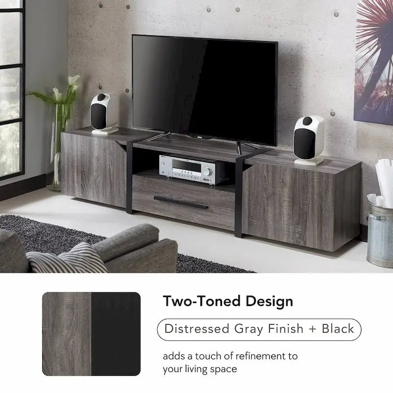 Sawa Rustic 81-inch 5-Shelf Multi-functional Storage TV Console by