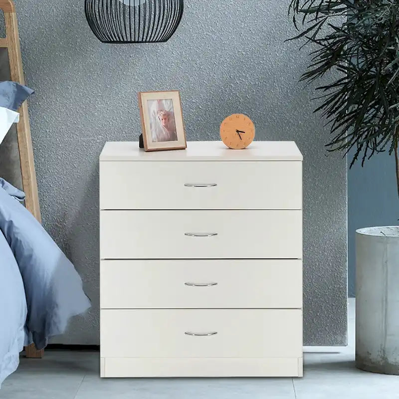 Modern Wood 4-Drawer Storage Nightstand