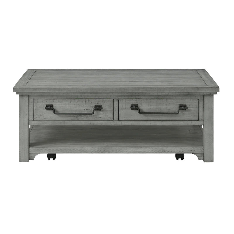 Beach House Dove Grey Solid Wood 2-Drawer Coffee Table