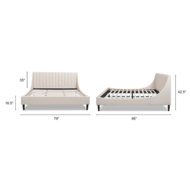 Willow Vertical Tufted Linen King Platform Bed
