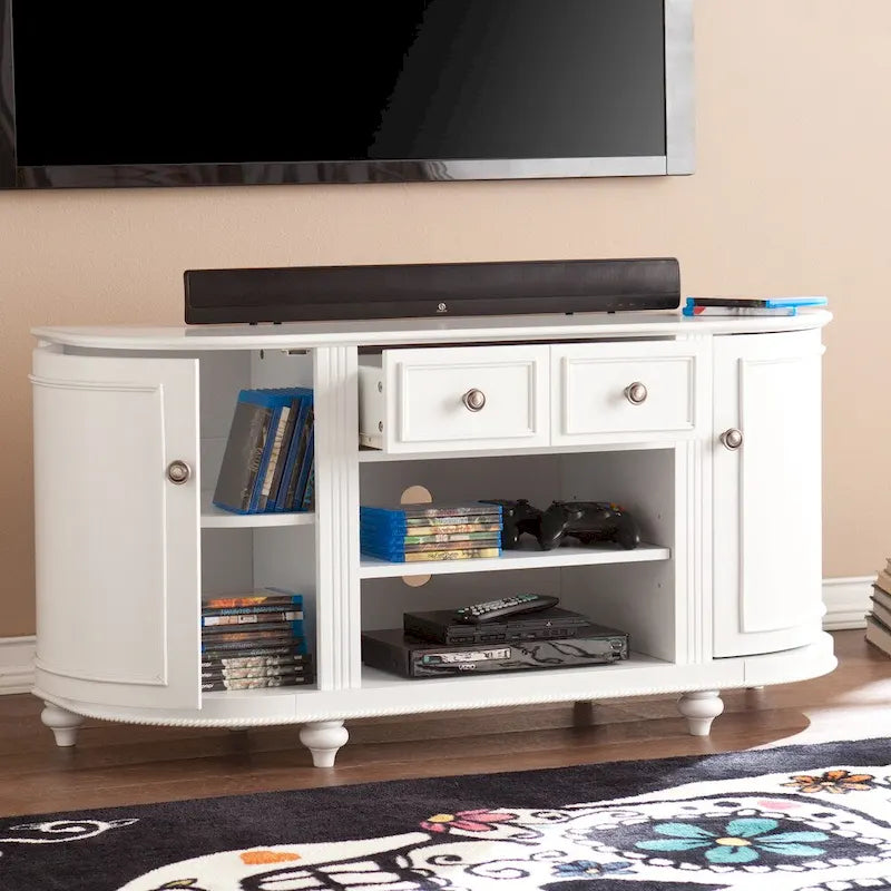 Wells Modern Farmhouse White Media TV Stand for TV's up to 46