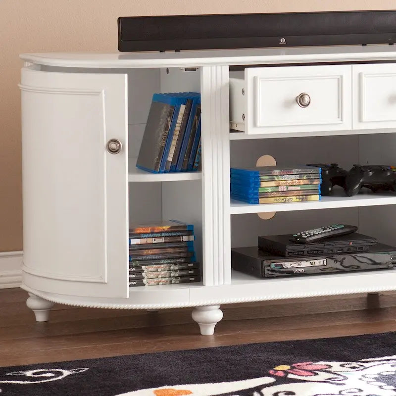 Wells Modern Farmhouse White Media TV Stand for TV's up to 46
