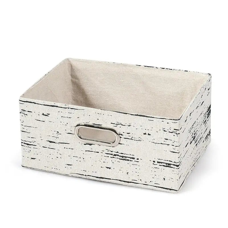 Set of 2 Chest w/3 Fabric Drawers Vintage Wood Frame End Side