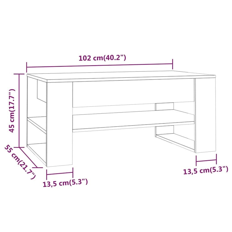 vidaXL Coffee Table multicolor 40.2  x21.7  x17.7   Engineered Wood