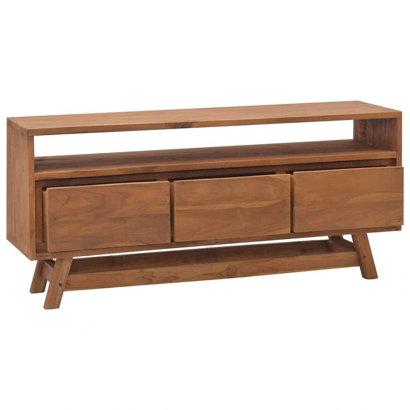 vidaXL TV Cabinet 43.3  x11.8  x19.7   Solid Teak Wood - 43.3   x 11.8   x 19.7   - 43.3   x 11.8   x 19.7