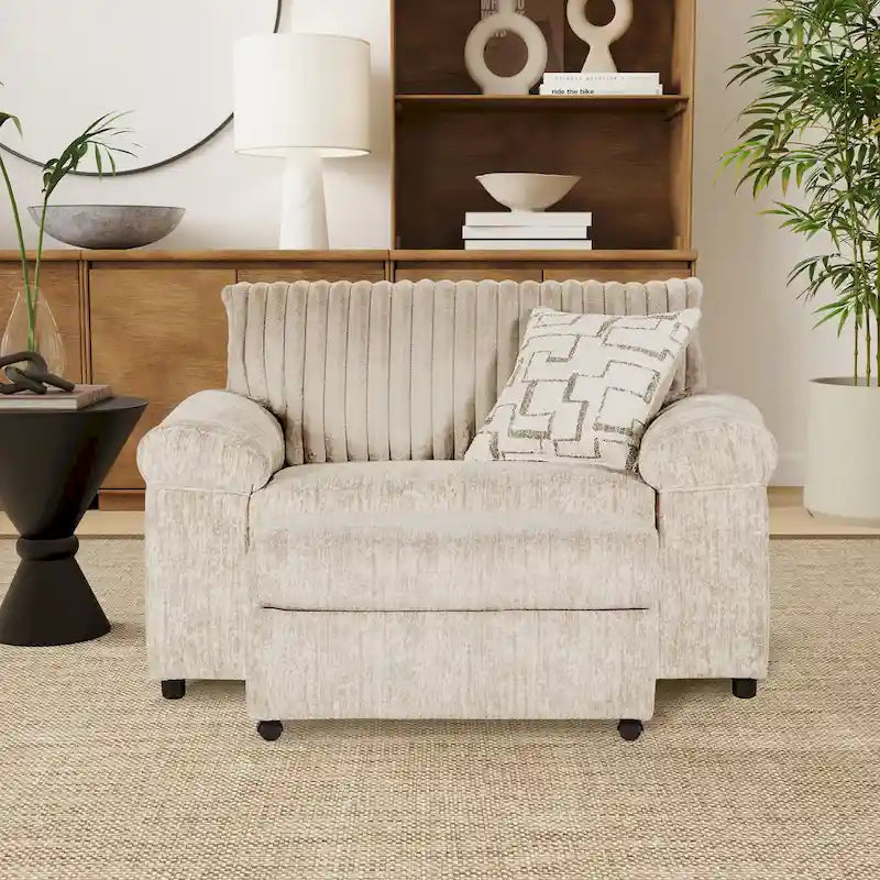    Nason Wide Wale Corduroy Cuddle Chair and Ottoman Set