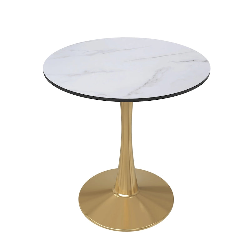 Bristol 24   Round Dining Table for 4 with MDF Tabletop in Gold Steel Base for Kitchen & Dining Room