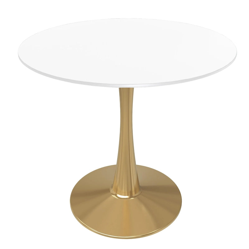 Bristol 24   Round Dining Table for 4 with MDF Tabletop in Gold Steel Base for Kitchen & Dining Room