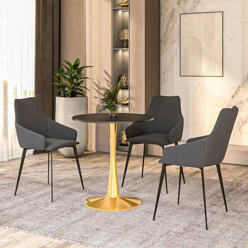 Bristol 24   Round Dining Table for 4 with MDF Tabletop in Gold Steel Base for Kitchen & Dining Room