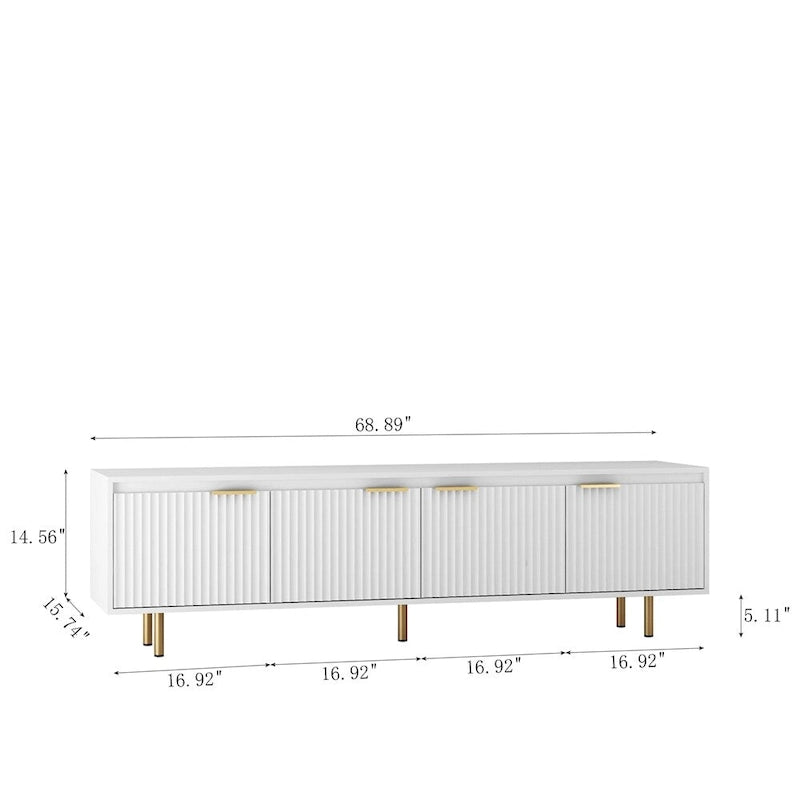 Modern Wood LED TV Stand with 4 Doors for 80 Inch TV